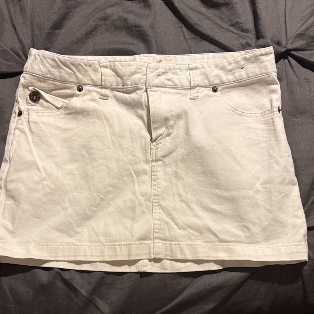 White Denim Mini Skirt